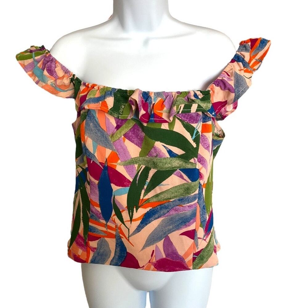Sage the Label colorful off the shoulder sleeveless top Large NWT